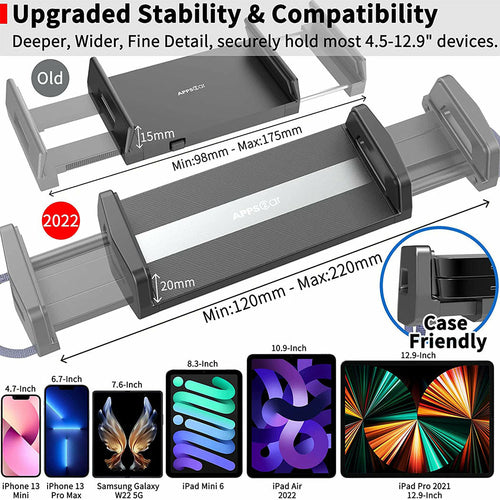 Car Tablet Holder for 4.5-12.9 Inch iPad Tablets
